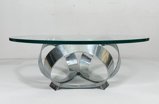 Space Age coffee table by Knut Hesterberg for Ronald Schmitt, Diamond Aluminum, 1970s, Germany