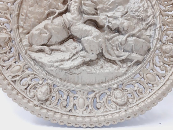 Image 1 of Vintage wandplaquette, jachtscène, ornamenten