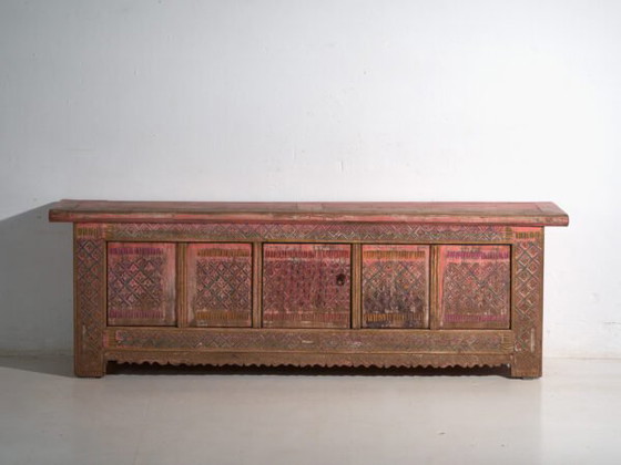 Antique low carved sideboard in fir wood – China, circa 1930 – Iron (photo 21 of 40)