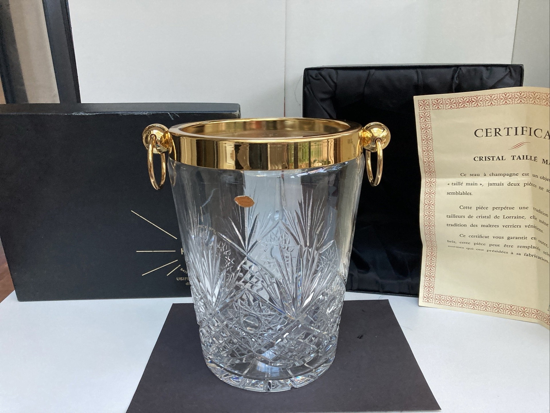 Large BACCARAT hand-cut crystal cooler from VALERY KLEIN, new in