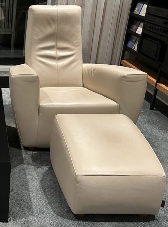 Fauteuil Longa + pouf – Label Van den Berg, Cuir (photo 4 of 5)