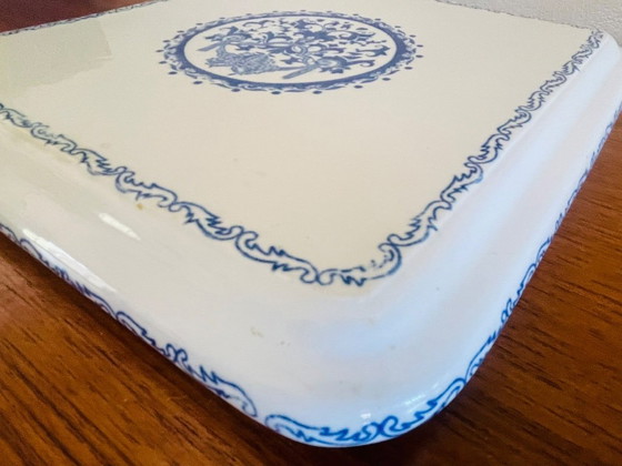 Image 1 of Plat à pâtisserie et pelles à gâteaux vintage en porcelaine de Gien, ensemble de 3
