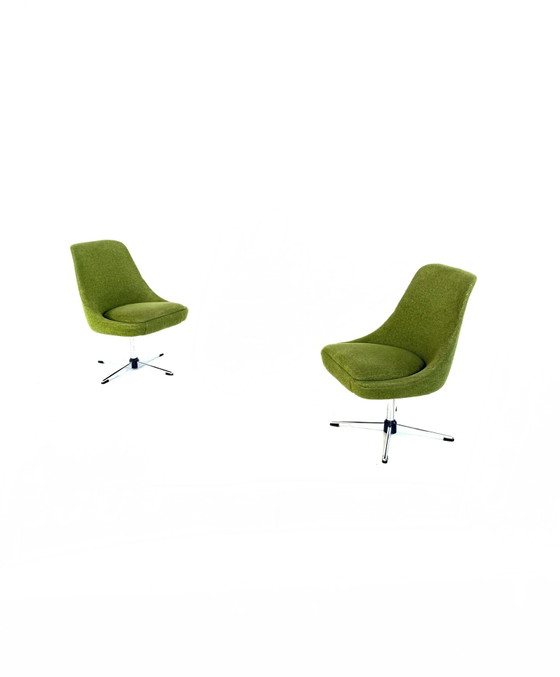 Set of 2 Vintage Cocktail Armchairs '60s – Chrome, Textile (photo 5 of 9)