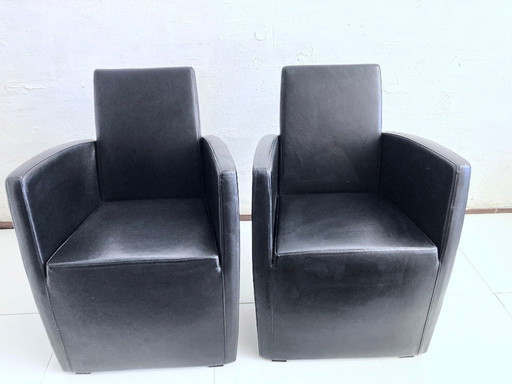  2 postmodern J.Lang armchairs design Philippe Starck for Aleph Driade 80s