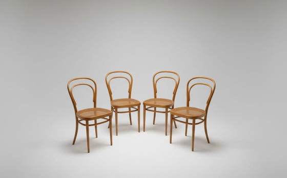 Image 1 of Set of 4 Thonet 214 Chairs (Vintage 1974) - 3 Cane Seats to Restoration