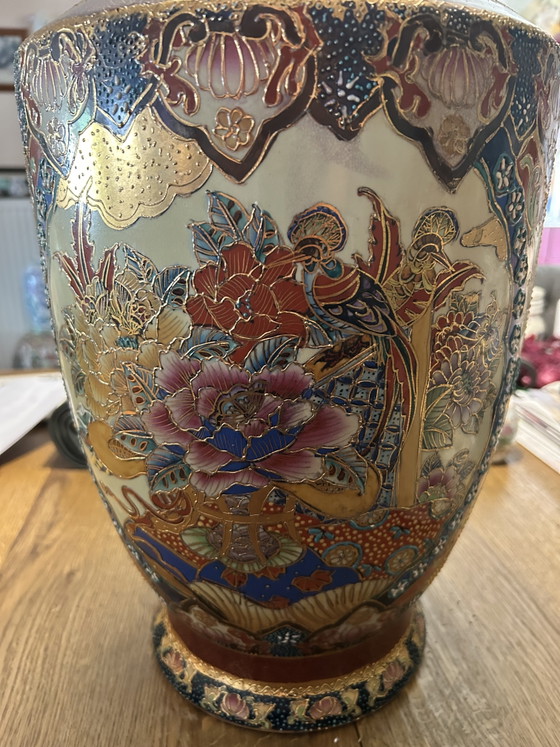Image 1 of Antique Japanese Satsuma vase - richly decorated - 60 cm