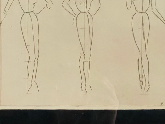 Image 1 of Vintage, Signed, Framed, Pencil Sketches by Berthe Duquaine, 1951