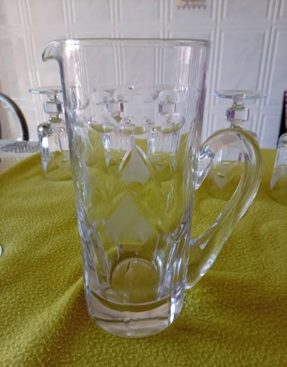 Image 1 of Ensemble de verrerie en cristal et carafe vintage