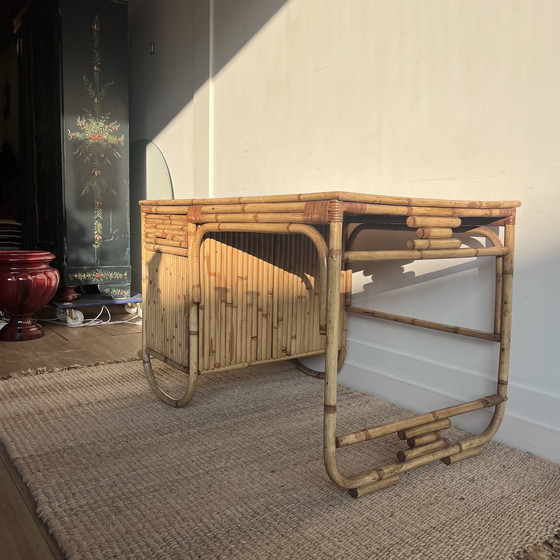 Image 1 of Rotan Bamboe Bureau Mid Century Vintage