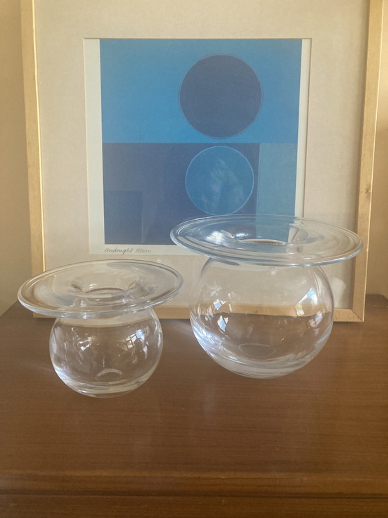 Set of 3 Saturnus Vases Nanni Still for Riihimäen Lasi., Glass, Transparent (photo 9 of 11)