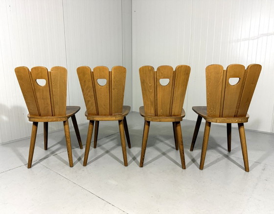 Image 1 of Set of 4 Brutalist farmhouse dining chairs 1950s
