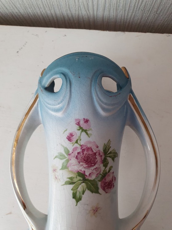 Image 1 of Pair of Art Nouveau vases - Saint-Ghislain (Belgium) - 31 cm
