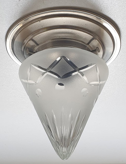 Art-Deco-Deckenleuchte mit geschliffenem Glas