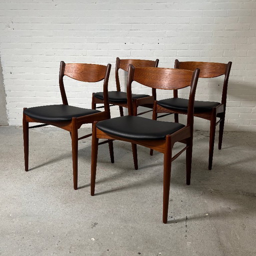4x Arne Wahl Iversen dining chairs - Danish design, 1960s