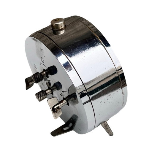 PRIM chrome alarm clock, vintage mechanical clock, Czechoslovakia, 1970s.