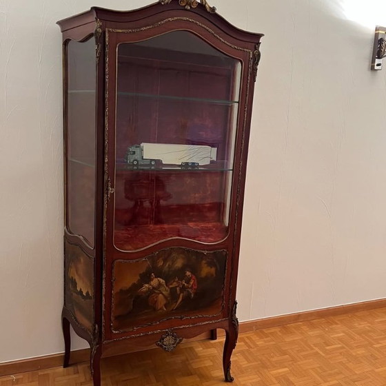 Image 1 of French display cabinet with curved glass