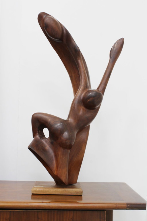 Vintage mahogany sculpture by Frank Coronado+