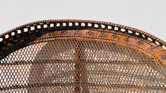 Image 1 of Fauteuil XL Peacock « Emmanuelle » en rotin. Vintage années 70.