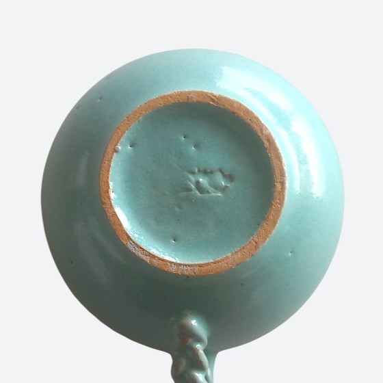 Image 1 of Set van 2 mid-century (1960-1970) handgedraaide steengoed kop-en-schotel sets – studio keramiek 