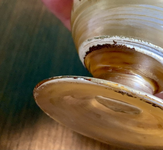 Small opaline glass soliflore vase, Art Nouveau metallic powder decor (photo 8 of 11)