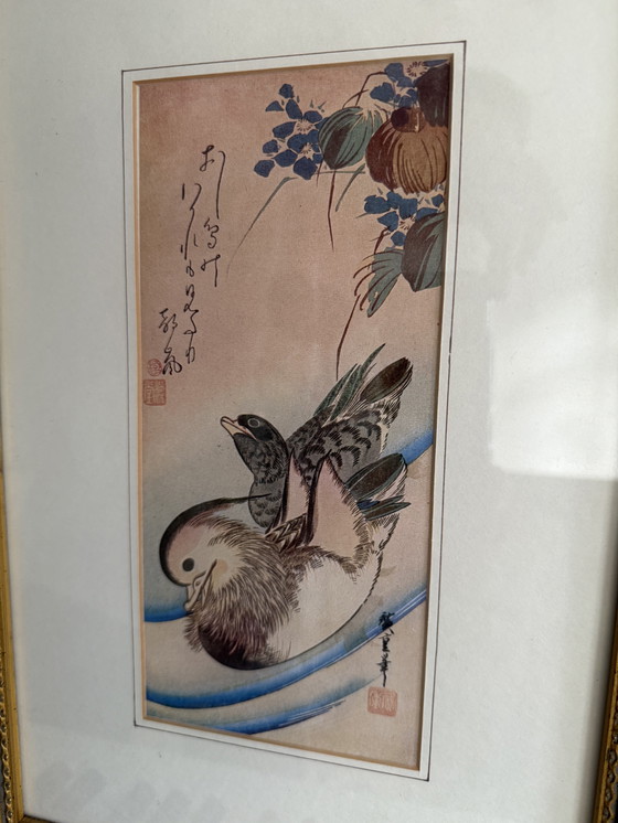 Image 1 of Coppia di stampe Hiroshige vintage con cornice - Arte giapponese su blocchi di legno