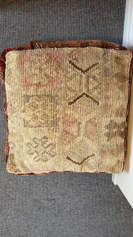 Vintage-Pouf in Pastellfarben, Boho-Chic-Sitzkissen