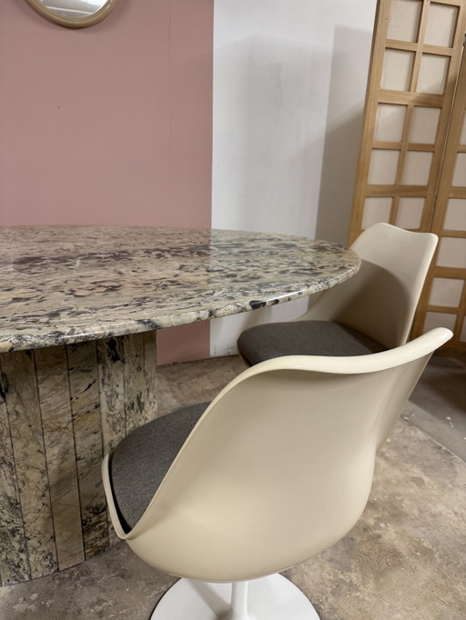 Marmeren Vintage Italiaanse Eetkamertafel Jaren 80