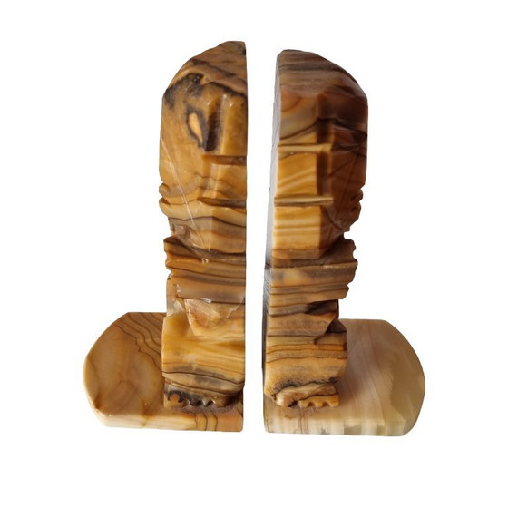 Image 1 of Vintage marble Aztec Maya bookends