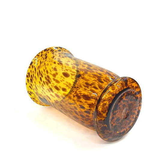 Image 1 of Schildpad glazen vaas | jaren 80 vintage mondgeblazen | Art Deco stijl