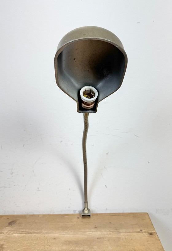 Image 1 of Lampada da tavolo vintage a collo di cigno grigia italiana di GCME, anni '50