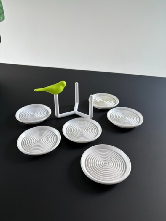 Set of 6 Design Coasters with Bird – White/Green – Table accessories, Other (photo 13 of 15)