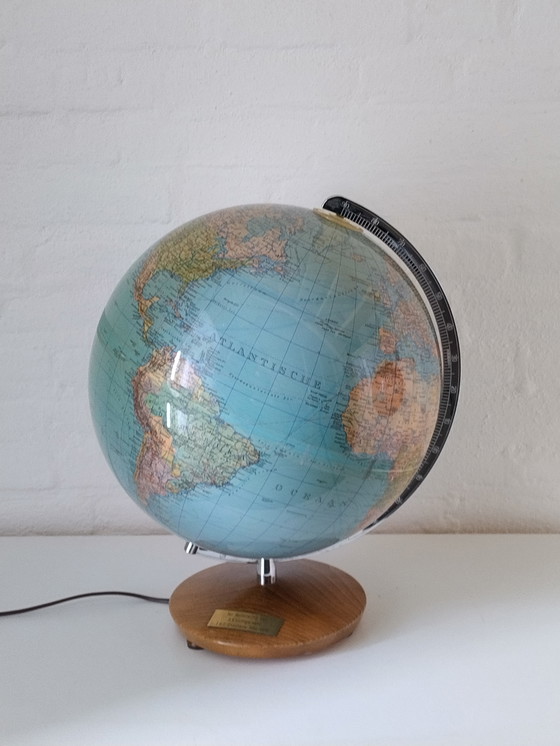 Image 1 of Globo – Mappamondo – Lampada da tavolo – Columbus Duplex anni &#39;70