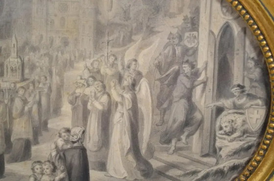 Early 19th Century French School "The Procession" Wash on Pencil Drawing – Paintings & Drawings, Paper (photo 8 of 11)