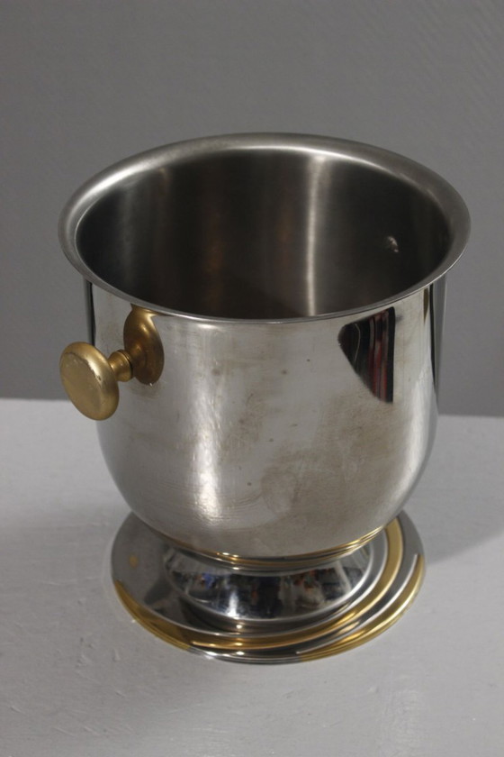 Image 1 of Secchiello per champagne vintage Gottinghen, acciaio inossidabile 18/10, placcato oro, design anni '80