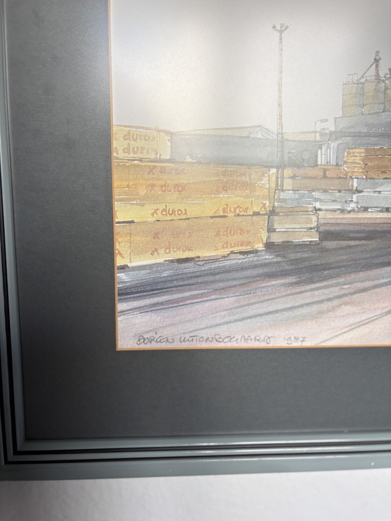 Image 1 of Original Industrial Watercolor Painting by Dorien Uitenboogaard (1987) – Framed (51x36cm)
