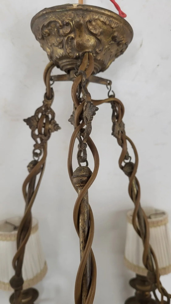 Napoleon III chandelier with 6 arms of light – Brass (photo 7 of 9)