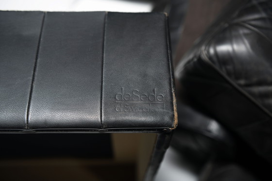Image 1 of Stunning Vintage DS-88 Sofa in Black Leather by Team De Sede for De Sede Swiss