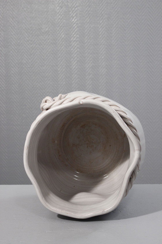 Image 1 of Very large glazed ceramic pot cover forming a purse France 20th century