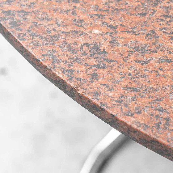 Vintage Giotto Stoppino Style Round Table in Marble and Chromed Metal – 70s – Conference table (photo 10 of 10)