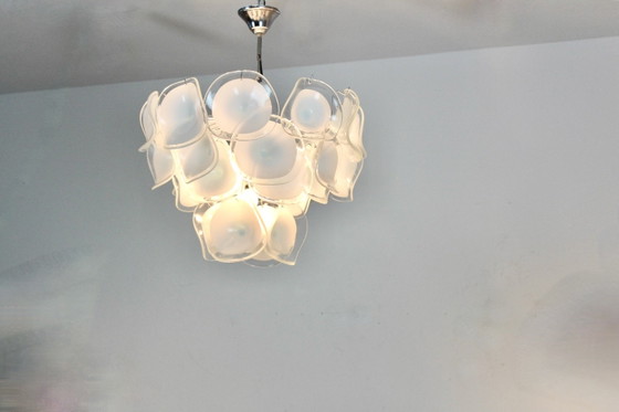 Vistosi Chandelier in White Handblown Murano Glass, Italy (photo 6 of 12)