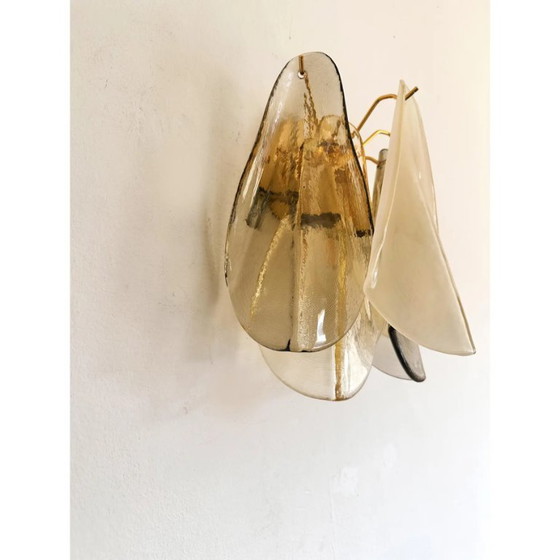 Image 1 of Contemporary Modern Multicolor Amber "Rondini" Murano Wall Sconces- Set of Two