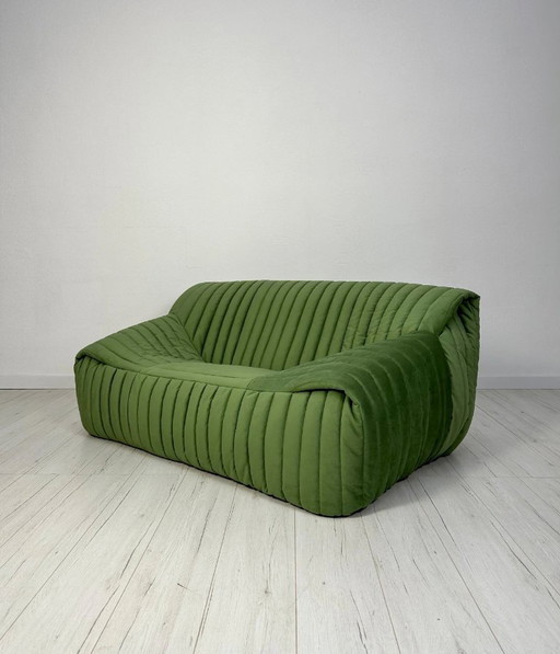 Vintage-Sofa „Sandra“ von Annie Hiéronimus für Cinna, grüner Samt, französisches Design, 1970er Jahre