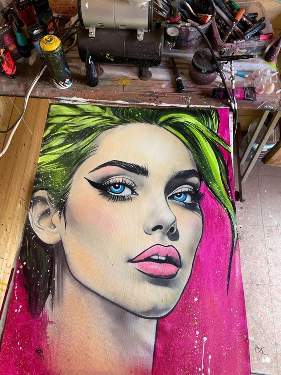 Image 1 of NO1R - Give me the green light - Artist canvas