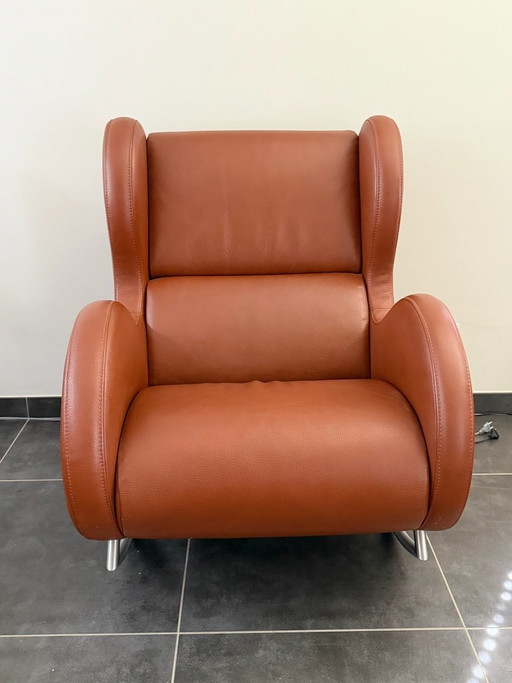 Schommelstoel Met Poef Big Oma Durlet – schommelstoelen, Leather, Metal