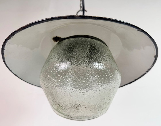 Image 1 of Green Enamel and Cast Iron Industrial Pendant Lamp, 1960s