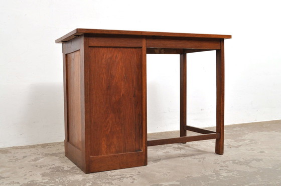 Image 1 of Vintage Oak Children's Desk With Shutter 1950s