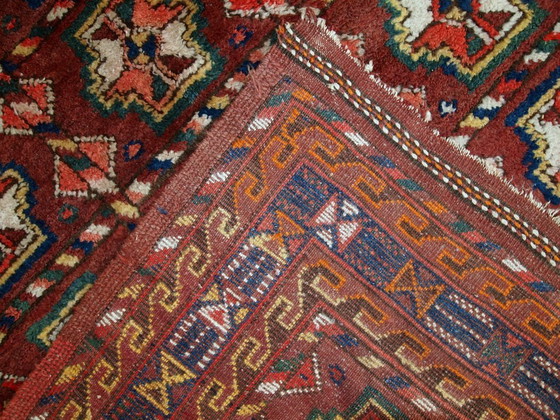 Image 1 of Handgemaakt antiek Perzisch-Koerdisch tapijt 3,9' x 7,5' (119 cm x 230 cm) jaren 1920 - 1C499