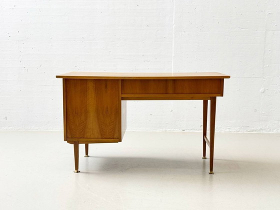 Image 1 of Walnut desk with brass details, 1960s