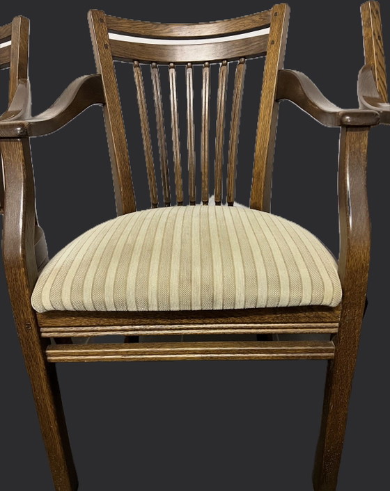 Image 1 of 4 Bannink jugendstil eiken eetkamer armstoelen 