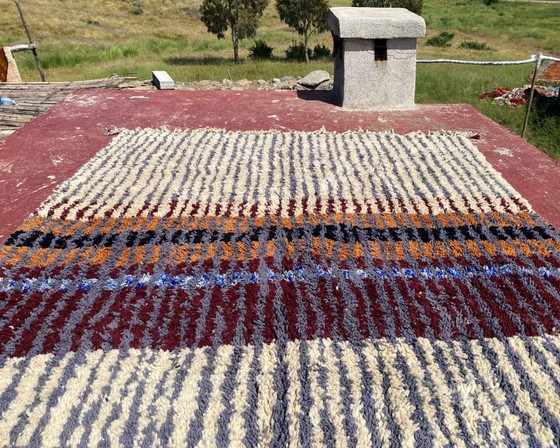 Image 1 of Large Vintage Moroccan Boujaad Rug 332x244 cm – Handmade Berber Wool Rug – Earth Tone Tribal Carpet – Boho Modern Statement Rug